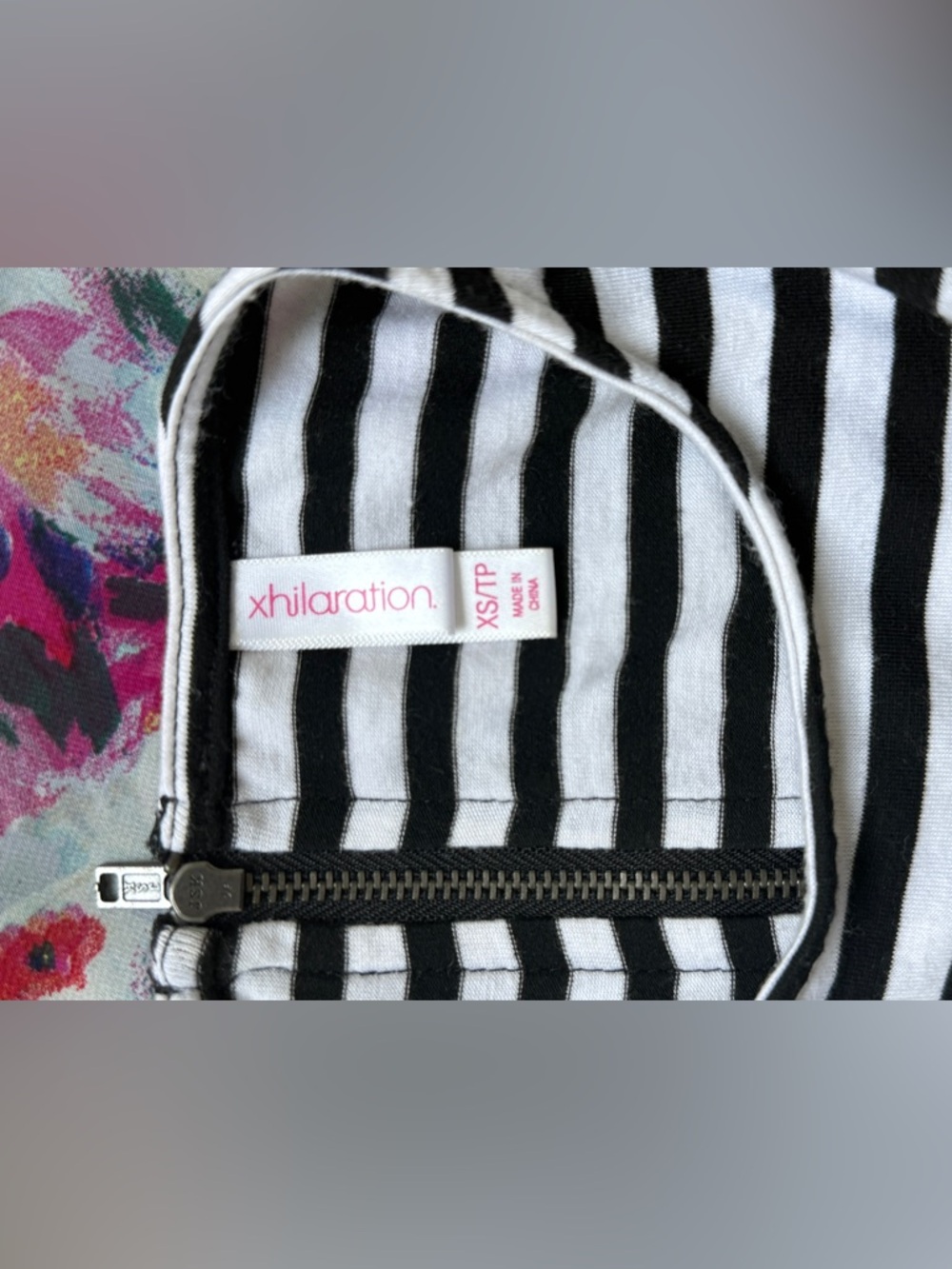 Xhilaration Black & White Striped Top Floral Sleeveless Maxi Dress - Picture 5 of 5